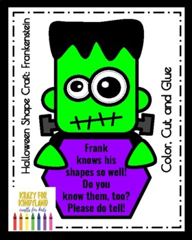 Preview of Frankenstein Craft, Shape Activity for Halloween / Trick-or-Treat Math Station