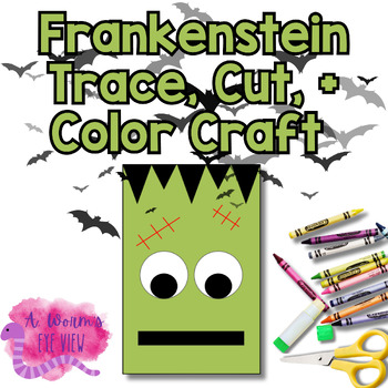 Preview of Frankenstein Craft Trace Color Cut and Paste Fine Motor Halloween Activity