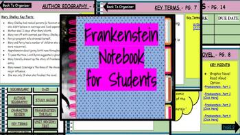 Preview of Frankenstein (Digital) Notebook