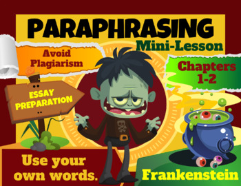 Preview of Frankenstein Essay: Close Reading Paraphrasing PPT Mini-Lesson (Chapters 1-2)