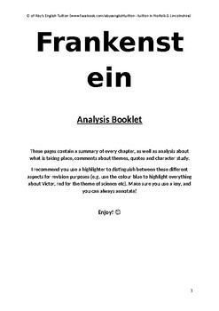 Preview of Frankenstein - FULL SUMMARY & ANALYSIS REVISION / STUDY GUIDE