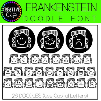 Preview of Frankenstein Faces DOODLE FONT {Creative Clips Clipart}
