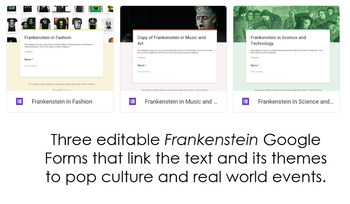 Preview of Frankenstein Google Forms (Complete Set of Three)