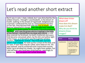 Frankenstein Language Analysis by EnglishGCSEcouk | TPT