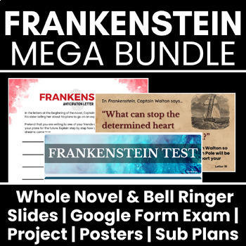 Preview of Frankenstein Unit Mega Bundle: Slides, Exam, Project, Sub Plans, Posters