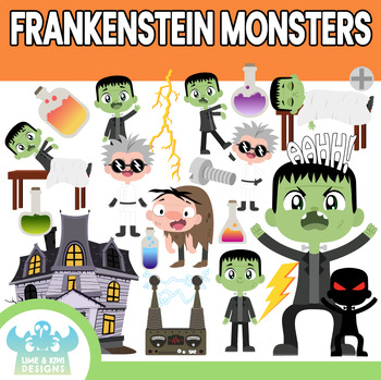 Preview of Frankenstein's Monster Clipart (Lime and Kiwi Designs)