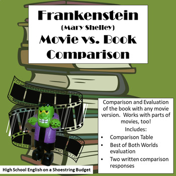 Preview of Frankenstein Movie vs. Book Comparison (Mary Shelley)