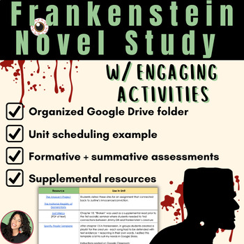 Preview of Frankenstein Novel Study with Engaging Activities