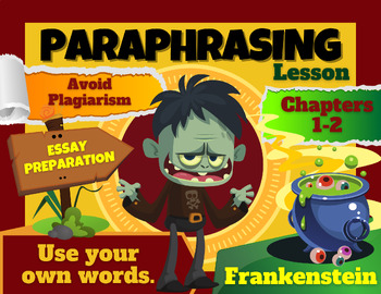Preview of Frankenstein Essay:  Close Reading Paraphrasing Mini-Lesson (Chapters 1-2)