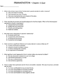 Frankenstein Quizzes - Chapters 1-24 with Answer Key (PDF File)