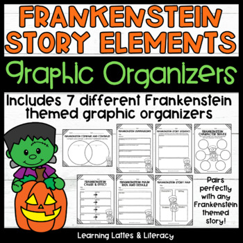 Preview of Frankenstein Reading Activity Halloween Story Elements October Graphic Organizer