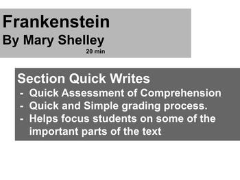 Preview of Frankenstein - Section Quick Writes - Reading Comprehension Assessments