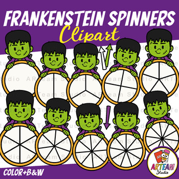 Preview of Frankenstein Spinners Clipart | Halloween Math [ARTeam Studio]