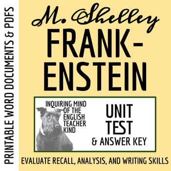 Preview of Frankenstein Test and Answer Key (Printable)