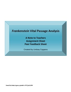Preview of Frankenstein Vital Passage Analysis: Final Writing Assessment