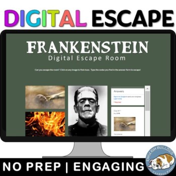 Preview of Frankenstein by Mary Shelley Digital Escape Room Review Game Activity