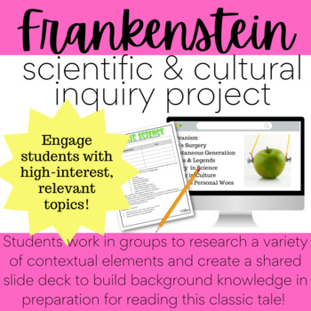 Preview of Frankenstein by Shelley Pre- Reading | Context Building Inquiry Project