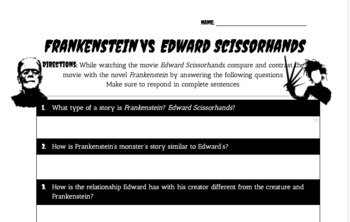 comparative essay frankenstein and edward scissorhands