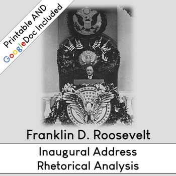 Preview of Franklin D. Rooselvelt's Inaugural Address Analysis (Printable AND Digital)