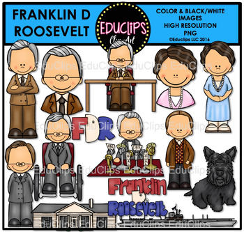 Preview of Franklin D Roosevelt Clip Art Set {Educlips Clipart}