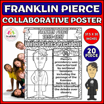 Preview of Franklin Pierce Collaborative Coloring Poster Bulletin Board | Presidents' Day
