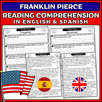 Preview of Franklin Pierce Presidents' Day Nonfiction Passage & Questions English & Spanish