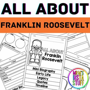 Preview of Franklin Roosevelt Flipbook Research Biography Unit President's Day