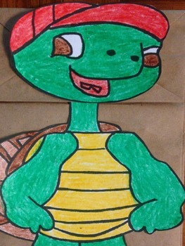 Green Turtle Paper Bag Puppet by Puppet Korner N More TpT