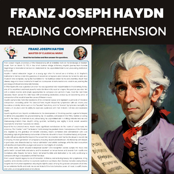 Preview of Franz Joseph Haydn Reading Comprehension Worksheet | Classical Music Composer