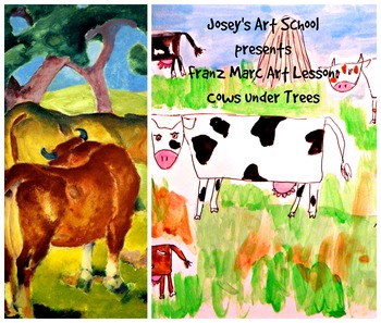 Preview of Franz Marc Art Lesson Cows Under Trees Art History Farm life Unit americana