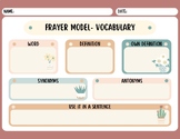 Frayer Model Vocabulary Graphic Organizer
