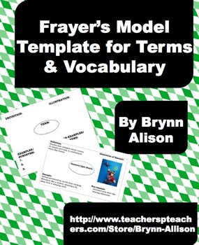 Preview of Frayer's Model Template for Terms and Vocabulary (FREE)