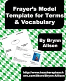 Frayer's Model Template for Terms and Vocabulary (FREE)