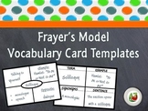 Frayer's Model Vocabulary Card Templates