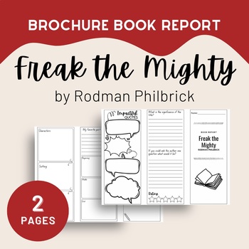 Preview of Freak the Mighty Book Report Brochure, PDF + Easel Activity, 2 Pages