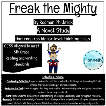 Preview of Freak the Mighty Higher-Order Thinking Novel Study (CCSS Aligned)