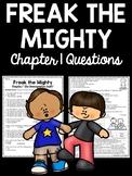 Freak the Mighty Chapter 1 Reading Comprehension Worksheet