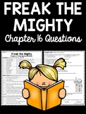 Freak the Mighty Chapter 16 Reading Comprehension Worksheet
