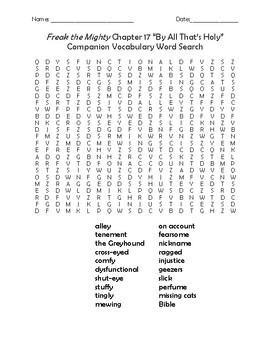 Preview of Freak the Mighty Chapter 17 "By All That's Holy" Companion Word Search