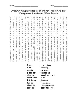 Preview of Freak the Mighty Chapter 18 "Never Trust a Cripple" Companion Word Search