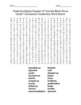 Preview of Freak the Mighty Chapter 19 "Into the Black Down Under" Companion Word Search