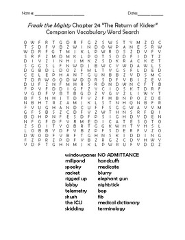 Preview of Freak the Mighty Chapter 24 "The Return of Kicker" Companion Word Search