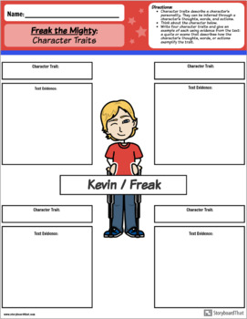 Freak the Mighty Character Trait Worksheets by Storyboard That TPT
