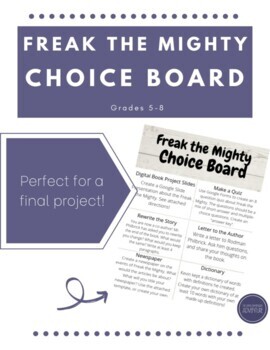 Preview of Freak the Mighty | Choice Board