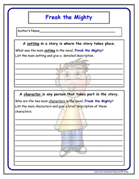 Freak the Mighty Culminating Activities by Journeys in Learning TpT