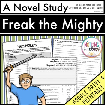 Preview of Freak the Mighty Novel Study Unit - Comprehension | Activities | Tests