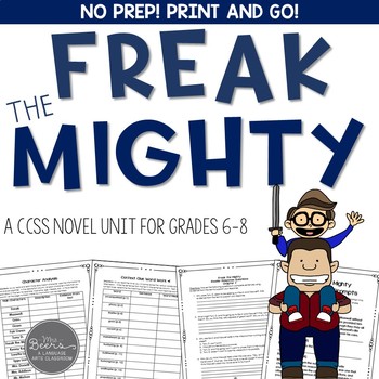 Preview of Freak the Mighty Novel Unit Common Core Aligned