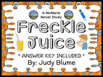 Preview of Freckle Juice (Judy Blume) Novel Study / Reading Comprehension (20 pages)