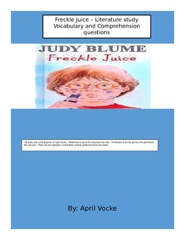 Preview of Freckle Juice Literature Unit