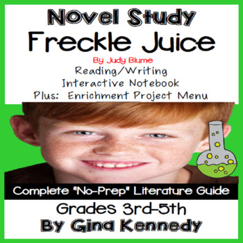 Preview of Freckle Juice Novel Study & Project Menu; Plus Digital Option